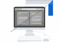 A latop with code and a ruler to show that marello is open source software
